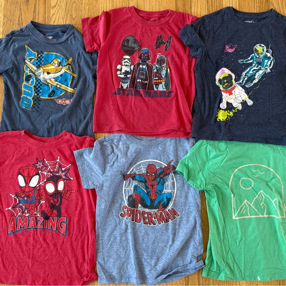 SIX 5T boys shirts - Spidey, Planes, Star Wars  and more Graphic Tees